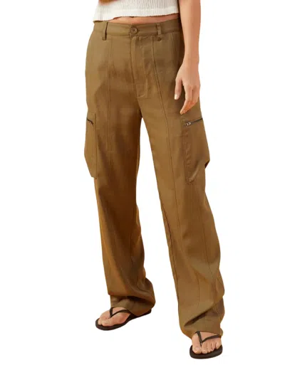 Monrow Canvas Cargo Pant In Olive In Green