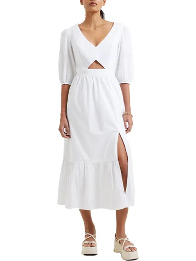 French Connection Womens Daytime Keyhole Midi Dress In White