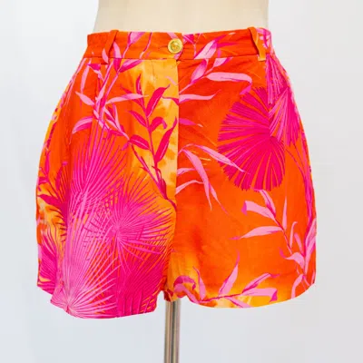 Pre-owned Versace Pink/ Orange Tropical Print Shorts