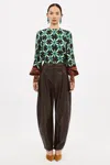 Ulla Johnson Sloane Pleated Tapered Wide-leg Leather Pants In Brown