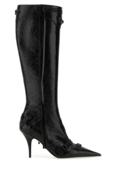 Balenciaga Woman Black Leather Cagole Boots