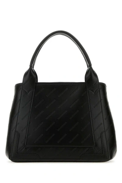 Balenciaga Woman Black Leather Cabas Handbag