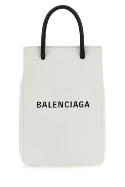 Balenciaga Woman White Leather Phone Case