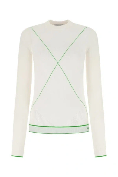 Bottega Veneta Woman White Viscose Blend Sweater In Green