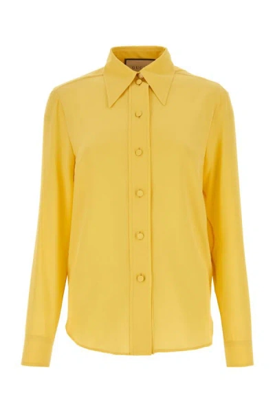 Gucci Woman Yellow Crepe Shirt