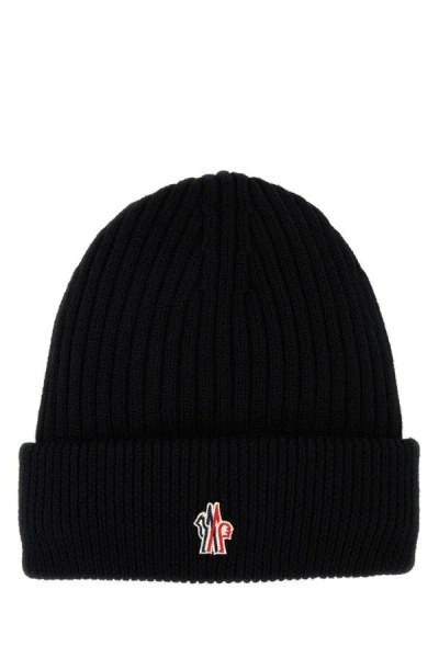 Moncler Grenoble Man Black Wool Beanie Hat