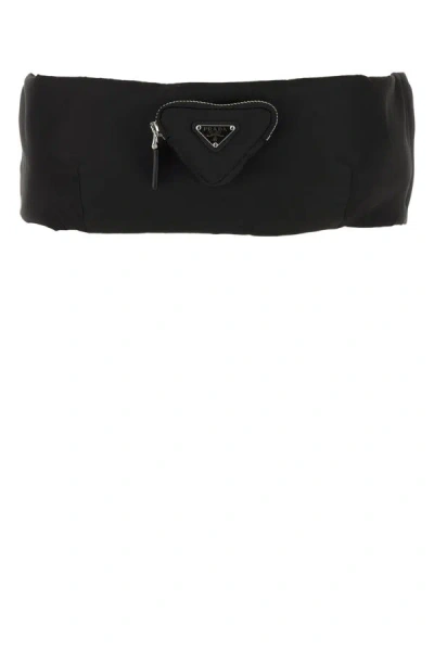 Prada Woman Black Re-nylon Crop-top