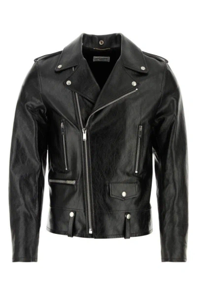Saint Laurent Man Black Leather Jacket