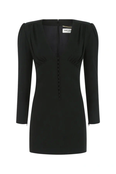 Saint Laurent Black Crepe Mini Dress Black  Donna 40f
