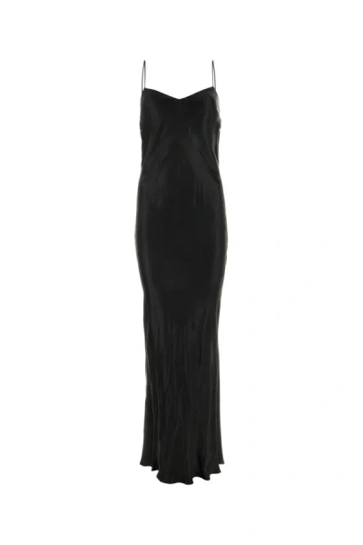 Saint Laurent Woman Black Satin Long Dress