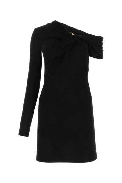 Saint Laurent Asymmetric Draped Stretch-jersey Mini Dress In Black