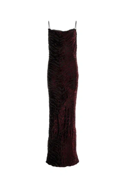 Saint Laurent Printed Viscose Blend Long Dress In Multicolor