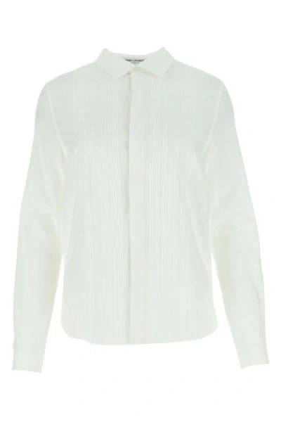 Saint Laurent Woman White Poplin Shirt