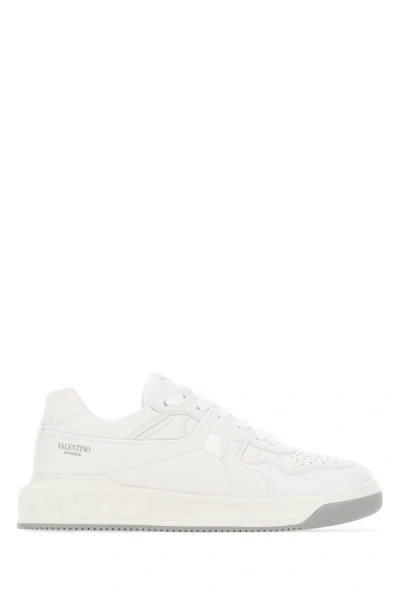 Valentino Garavani Man White Nappa Leather One Stud Sneakers