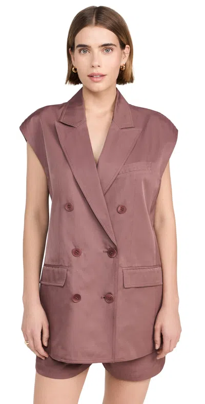 Tibi Drapey Suiting Oversized Double Breasted Vest Cinnamon