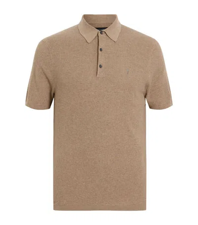 Allsaints Cotton Aubrey Polo Shirt In Brown