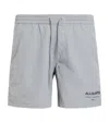 Allsaints Mens Skyline Grey Underground Logo-print Recycled-polyamide Swim Shorts