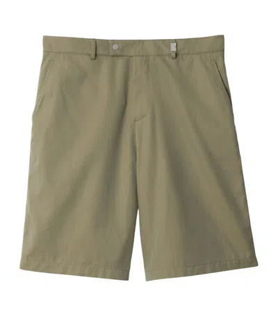 Burberry Cotton Chino Shorts In Green