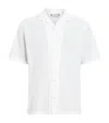 Allsaints Mens White Valley Ramskull-embroidered Organic-cotton Shirt