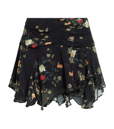 Allsaints Erica Kora Print Asymmetric Skirt In Black
