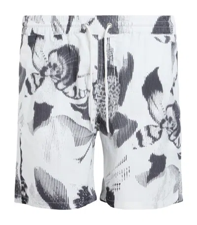 Allsaints Frequency Slim Fit Swim Shorts In Off White