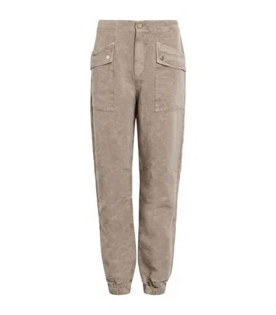 Allsaints Linen-blend Val Trousers In Brown