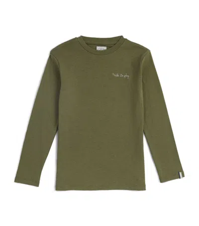 J & Josh Kids'  Embroidered Long-sleeve T-shirt (2-14 Years) In Green