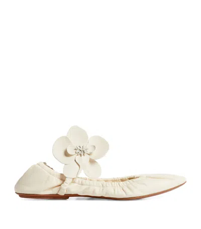 Zimmermann Leather Orchid Ballet Flats In Ivory
