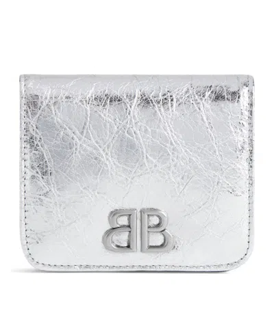 Balenciaga Leather Monaco Wallet In Silver