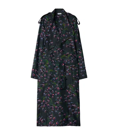 Burberry Long Cherry Print Trench Coat In Vine Ip Pattern