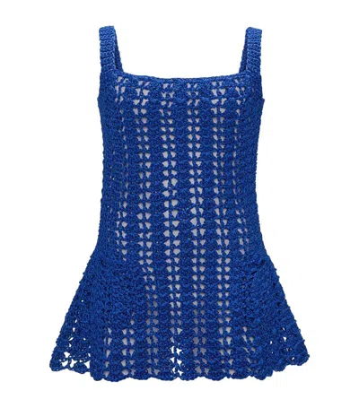 Jw Anderson Crocheted Mini Dress In Blue