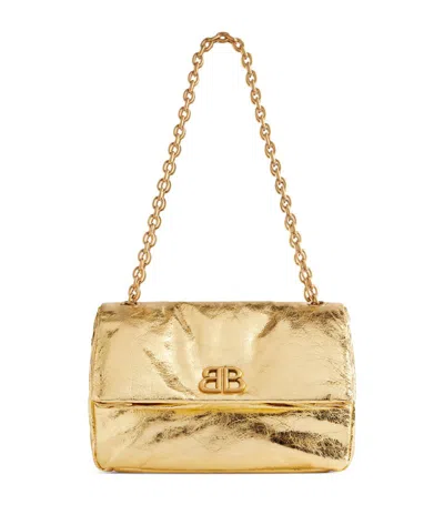 Balenciaga Medium Leather Monaco Shoulder Bag In Gold
