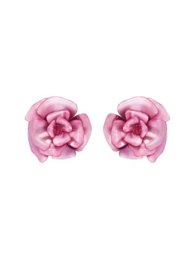 Oscar De La Renta Gardenia Plexi Clip-on Earrings In Pink