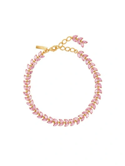 Oscar De La Renta Crystal Leaves Jewel Necklace In Rose