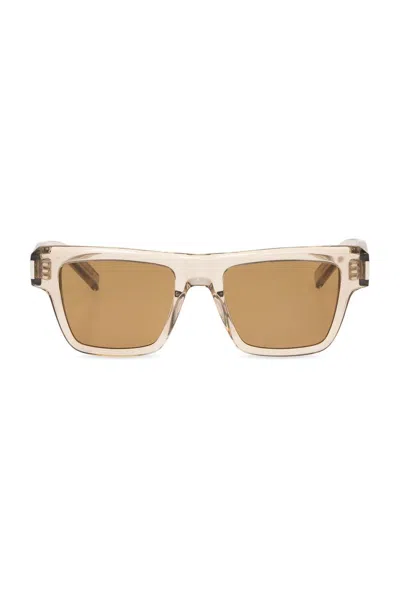 Saint Laurent Sl 469 Square Frame Sunglasses In Beige Marrone