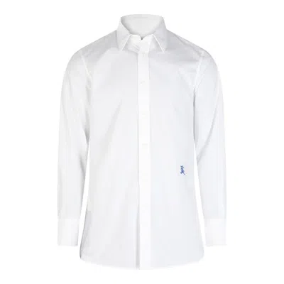 Burberry Logo Embroidered Buttoned Shirt In White