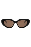 Celine Bold 3 Dots 53mm Cat Eye Sunglasses In Black/brown Solid