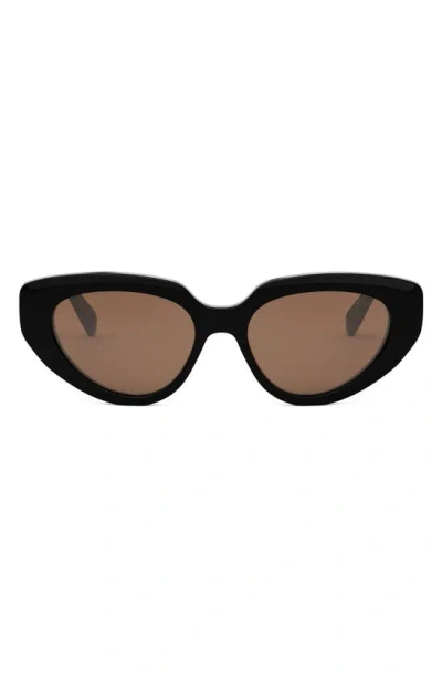 Celine Women's Bold 3 Dots 54mm Cat-eye Sunglasses In Shiny Black / Brown