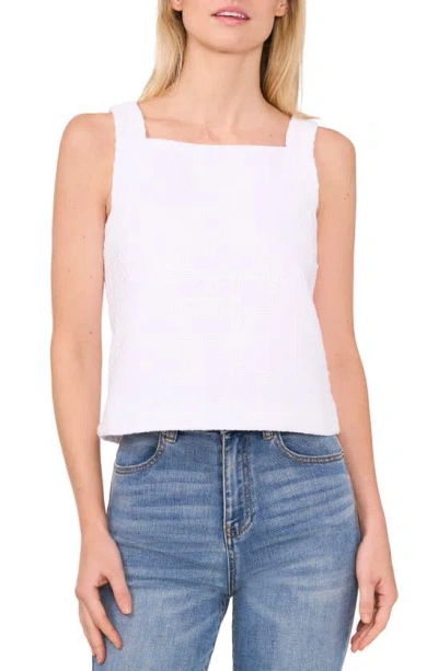 Cece Tweed Square Neck Top In Ultra White