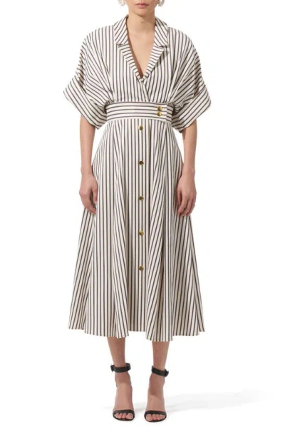 Carolina Herrera Wide Sleeve Midi Shirt Dress In Stripe