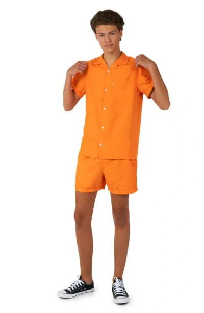Opposuits Kids' Big Boys Matching Shirt And Shorts, 2 Piece Set In Orange
