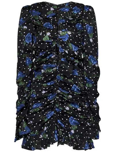 Rotate Birger Christensen Viscose Mini Dress With Floral Pattern In Black