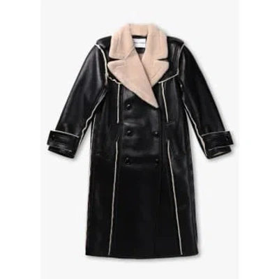 Stand Studio Frankie Double-breasted Faux-leather Coat In Black