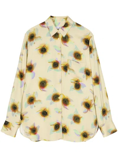Paul Smith Printed Shirt In Yellow