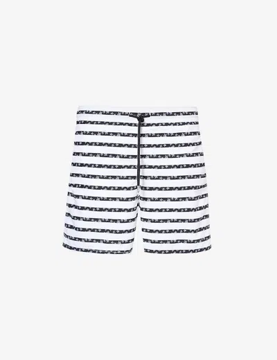 Vilebrequin Striped Moorea Swim Shorts In Blanc