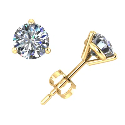 Sselects 14k Yg 1/4ct Tw 3-prong Martini Stud Earring Erst0 In Silver