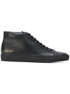 Common Projects Original Achilles High Sneakers In Black Leather In Black
