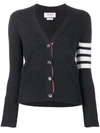 Thom Browne Cashmere Striped-sleeve V-neck Cardigan In Navy