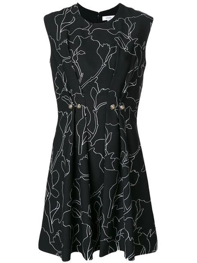 Carven Jewel-neck Floral-print Studded Mini Dress, Black