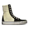 PALM ANGELS Black & Off-White Distressed Suede Super High-Top Sneakers